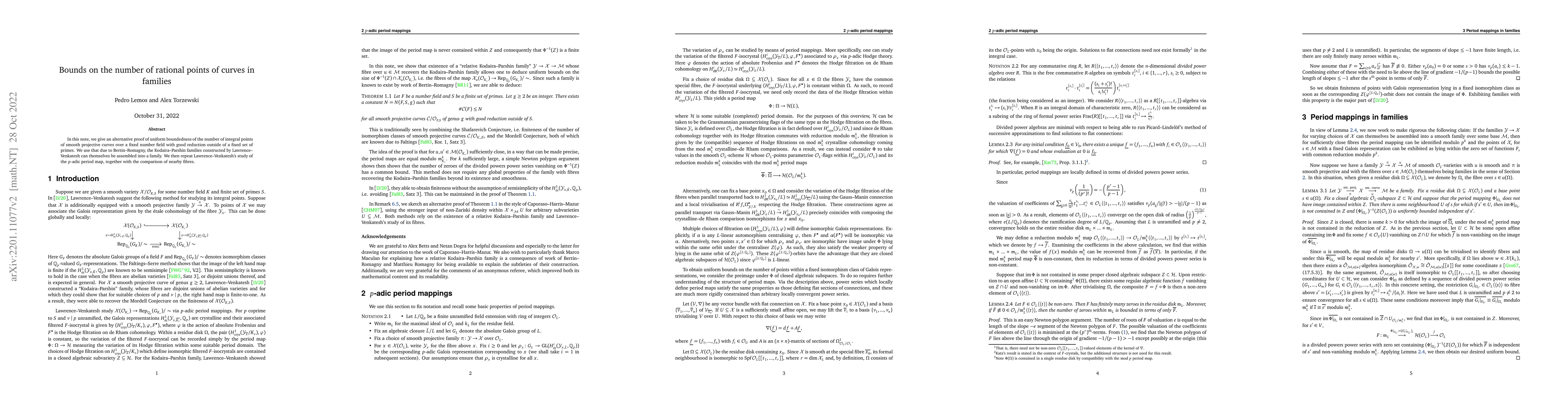 Thumbnail for Bounds on the number of rational points of curves in families