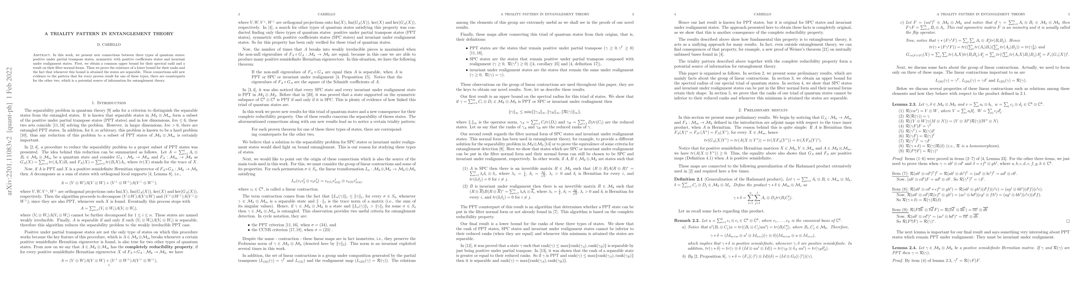 Thumbnail for A triality pattern in entanglement theory