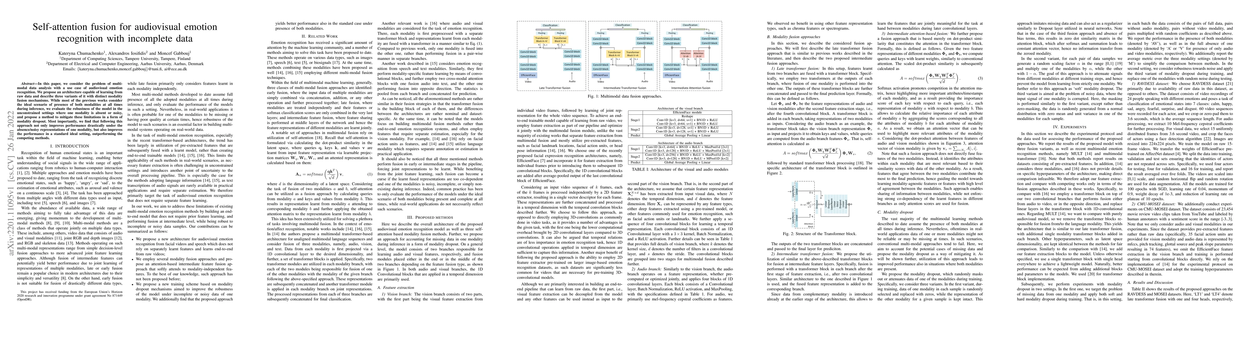 Thumbnail for Self-attention fusion for audiovisual emotion recognition with
  incomplete data