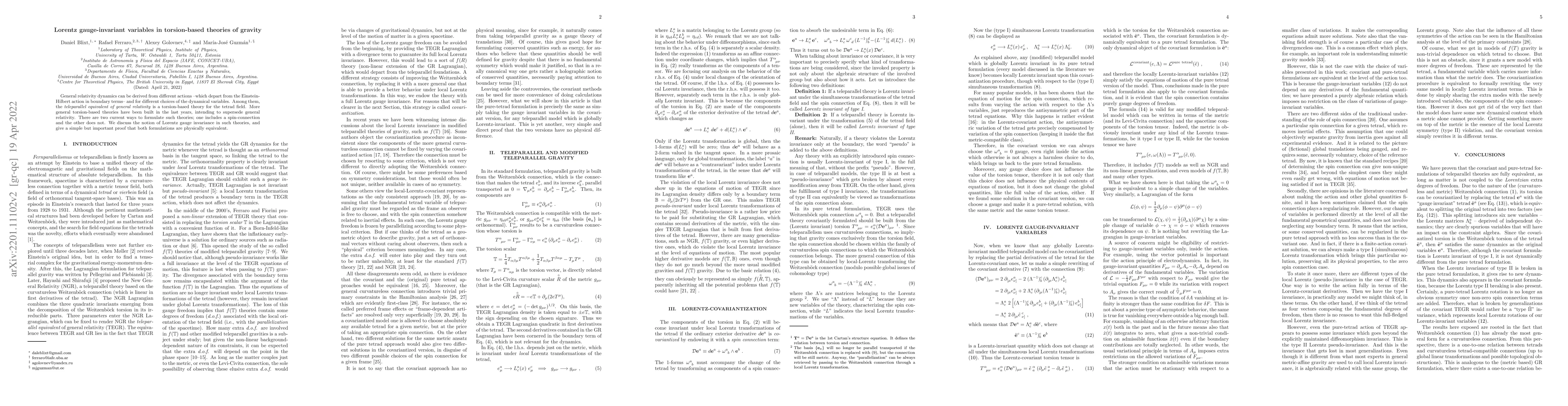 Thumbnail for Lorentz gauge-invariant variables in torsion-based theories of gravity