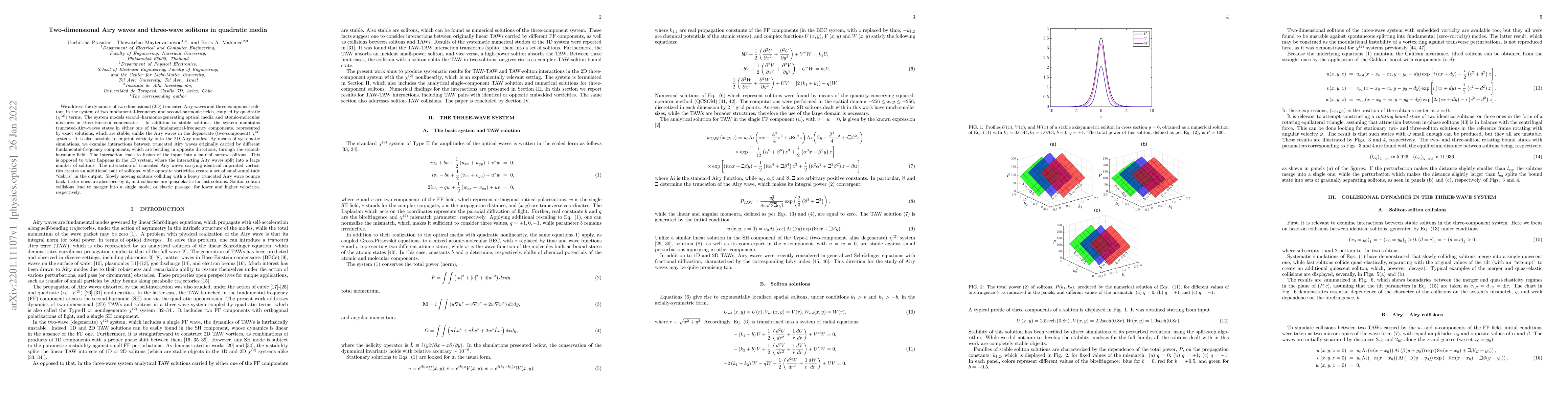 Thumbnail for Two-dimensional Airy waves and three-wave solitons in quadratic media