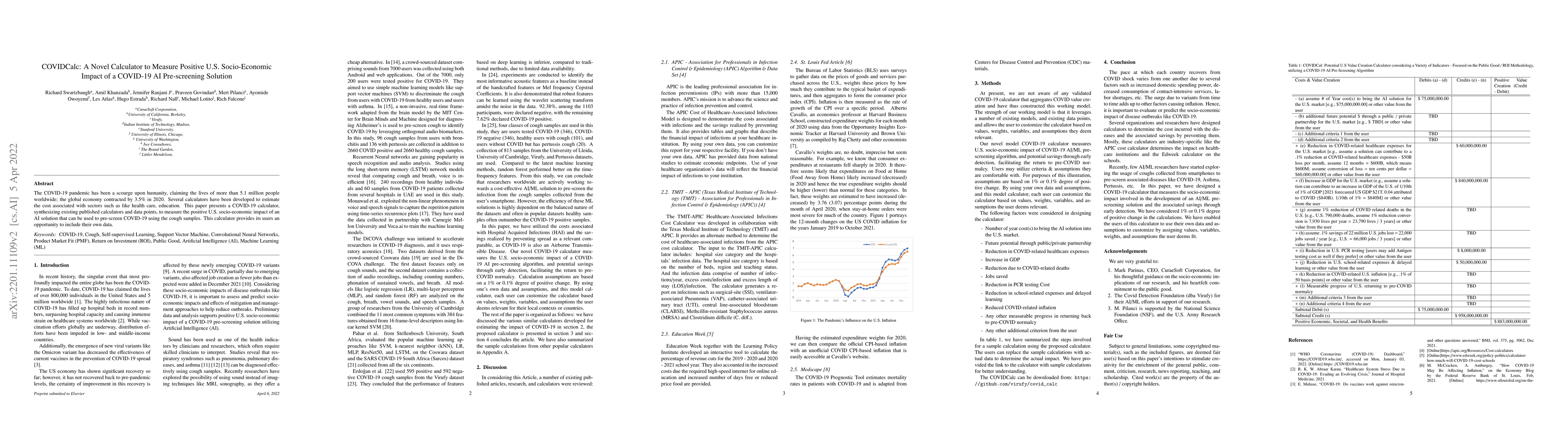 Thumbnail for Using a Novel COVID-19 Calculator to Measure Positive U.S.
  Socio-Economic Impact of a COVID-19 Pre-Screening Solution (AI/ML)