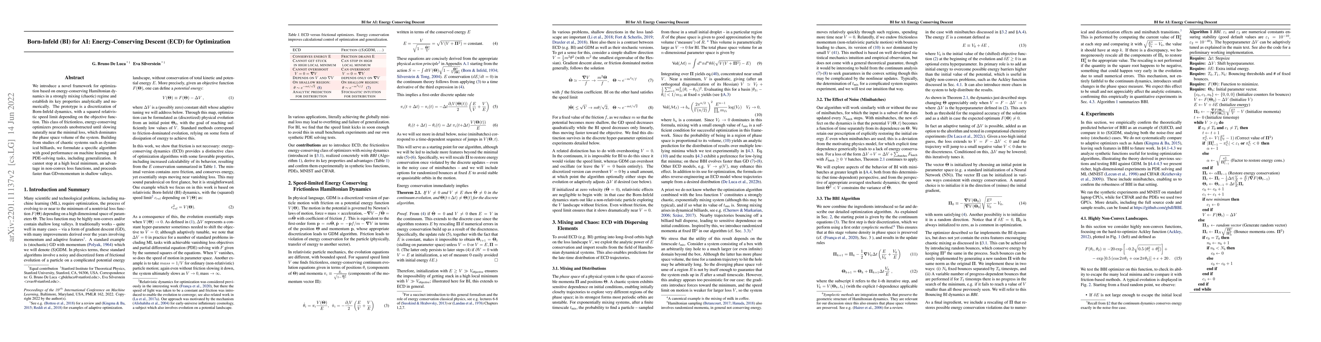 Thumbnail for Born-Infeld (BI) for AI: Energy-Conserving Descent (ECD) for
  Optimization