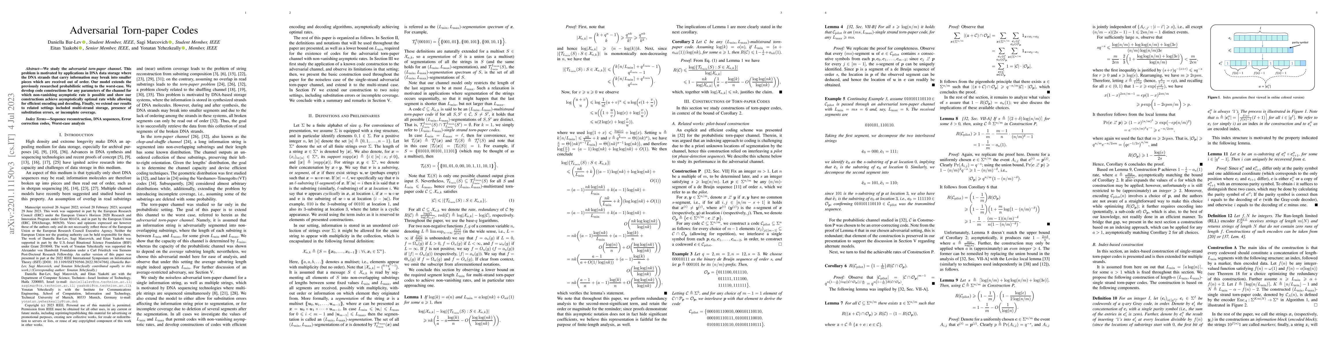 Thumbnail for Adversarial Torn-paper Codes