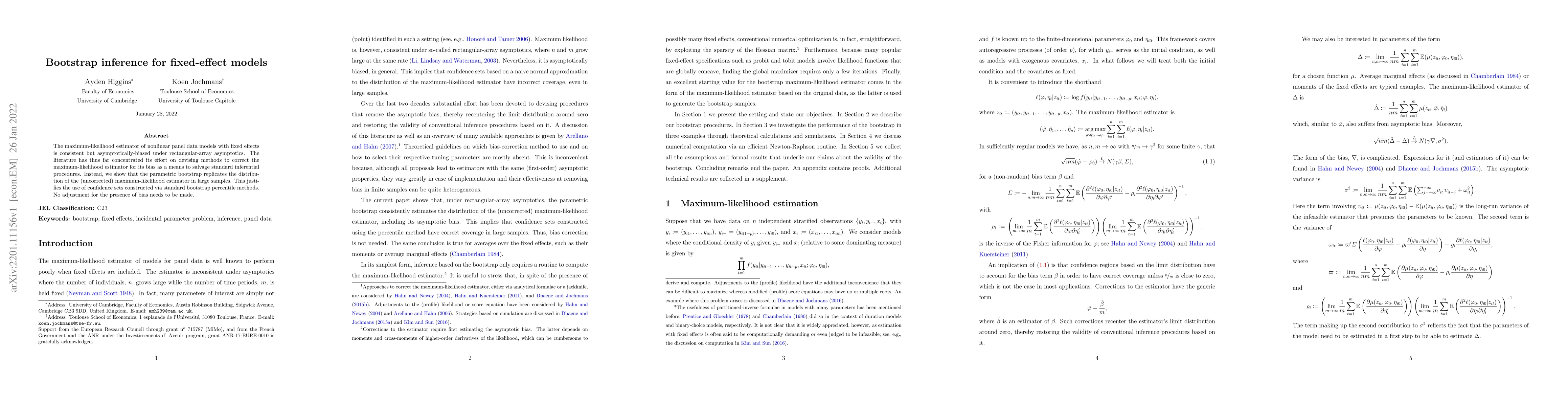 Thumbnail for Bootstrap inference for fixed-effect models