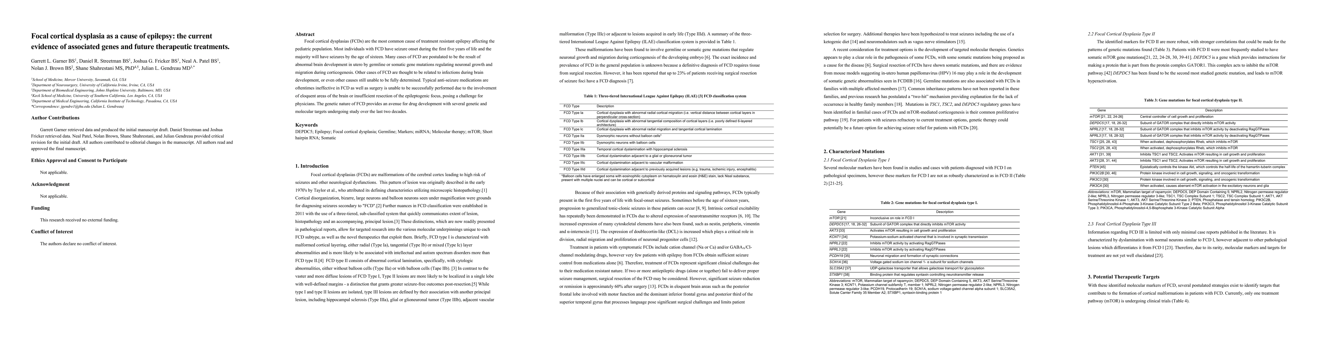 Thumbnail for Focal cortical dysplasia as a cause of epilepsy: the current evidence of
  associated genes and future therapeutic treatments