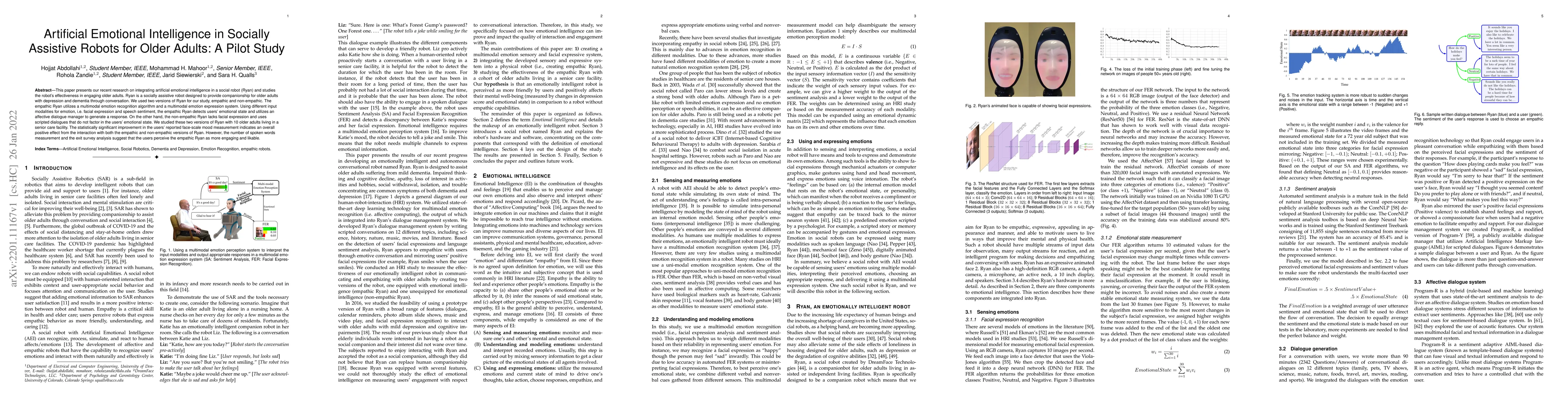 Thumbnail for Artificial Emotional Intelligence in Socially Assistive Robots for Older
  Adults: A Pilot Study