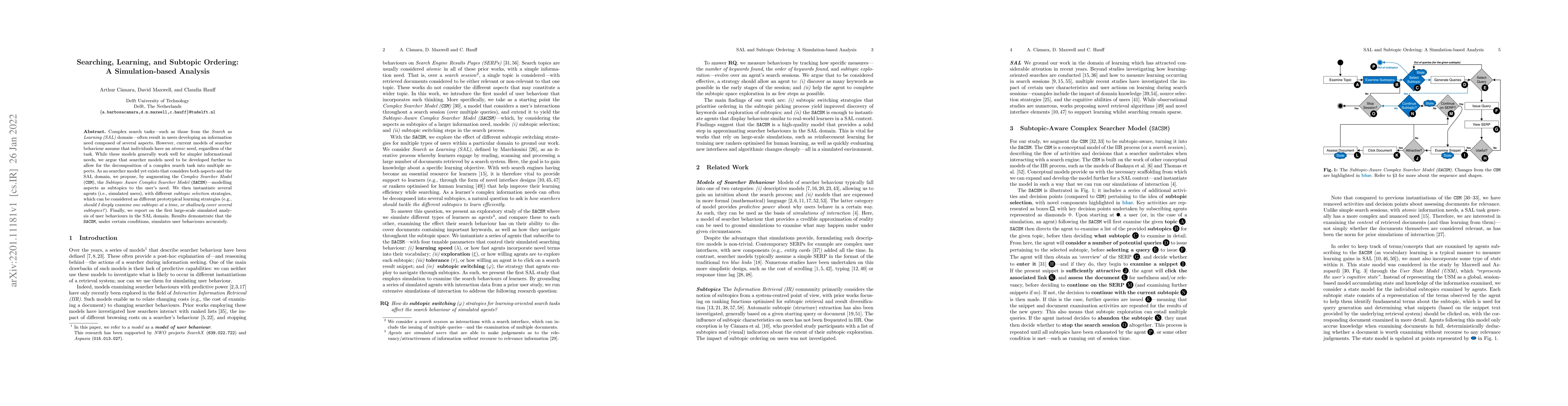Thumbnail for Searching, Learning, and Subtopic Ordering: A Simulation-based Analysis