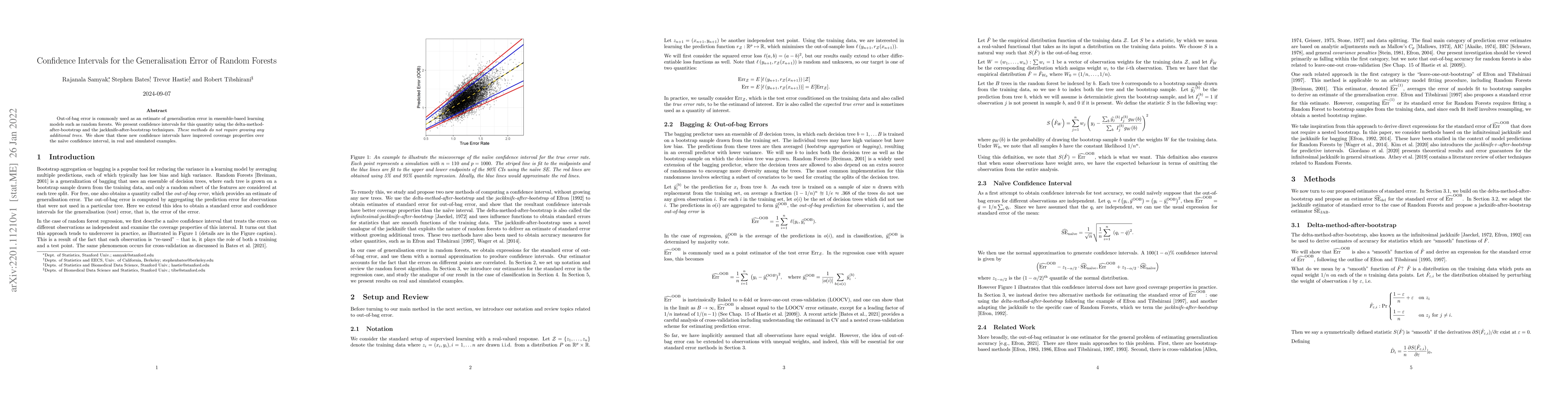 Thumbnail for Confidence Intervals for the Generalisation Error of Random Forests