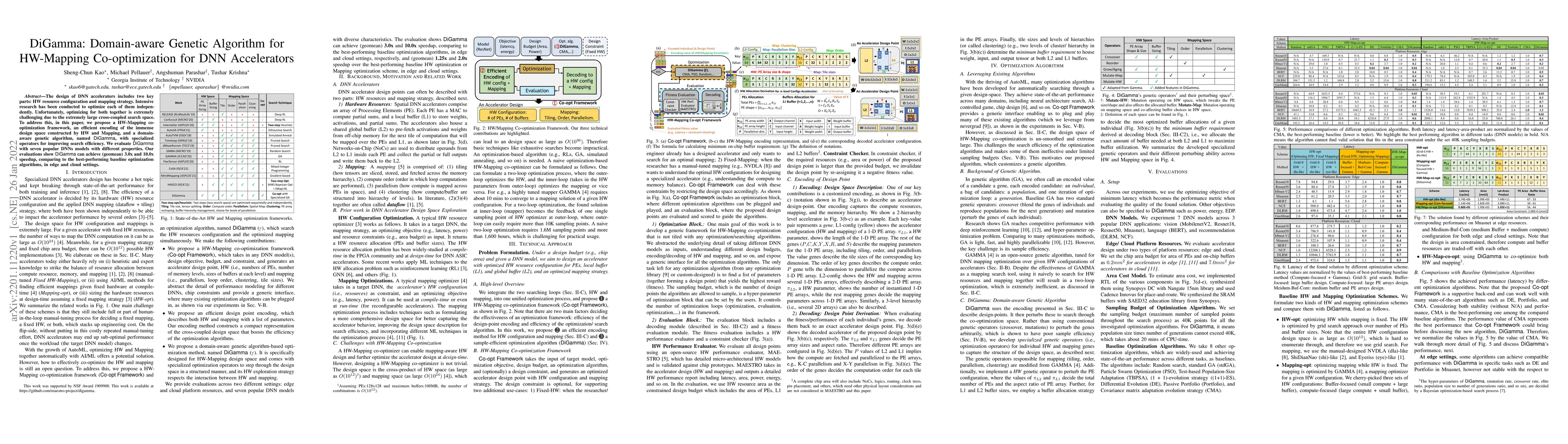 Thumbnail for DiGamma: Domain-aware Genetic Algorithm for HW-Mapping Co-optimization
  for DNN Accelerators