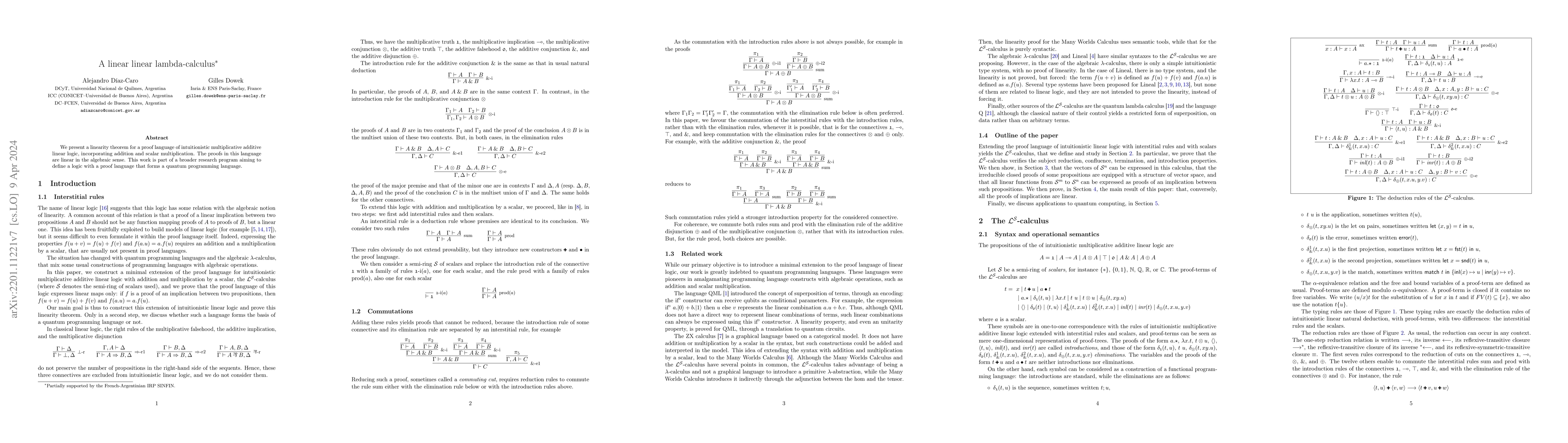 Thumbnail for A linear linear lambda-calculus