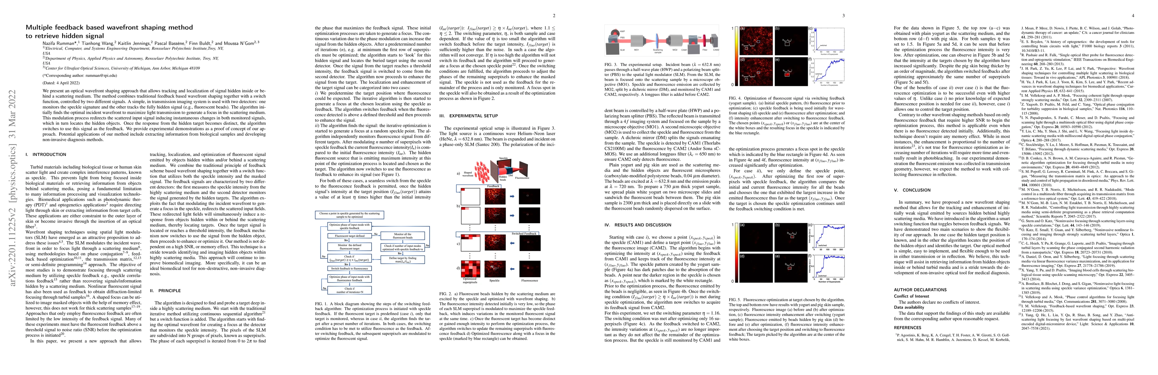 Thumbnail for Multiple feedback based wavefront shaping method to retrieve hidden
  signal