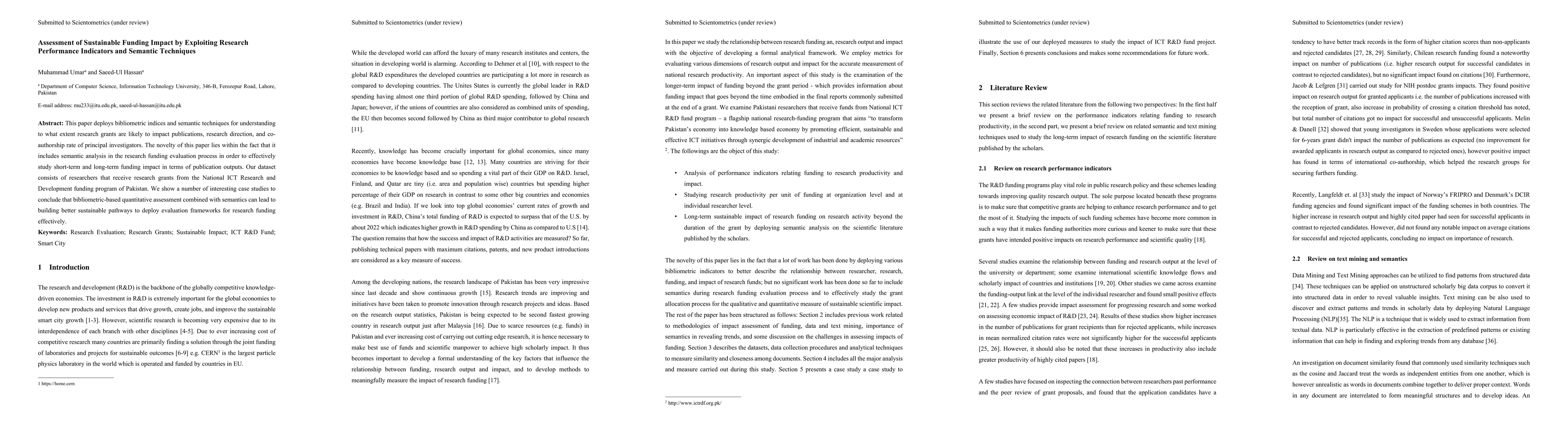 Thumbnail for Assessment of Sustainable Funding Impact by Exploiting Research
  Performance Indicators and Semantic Techniques