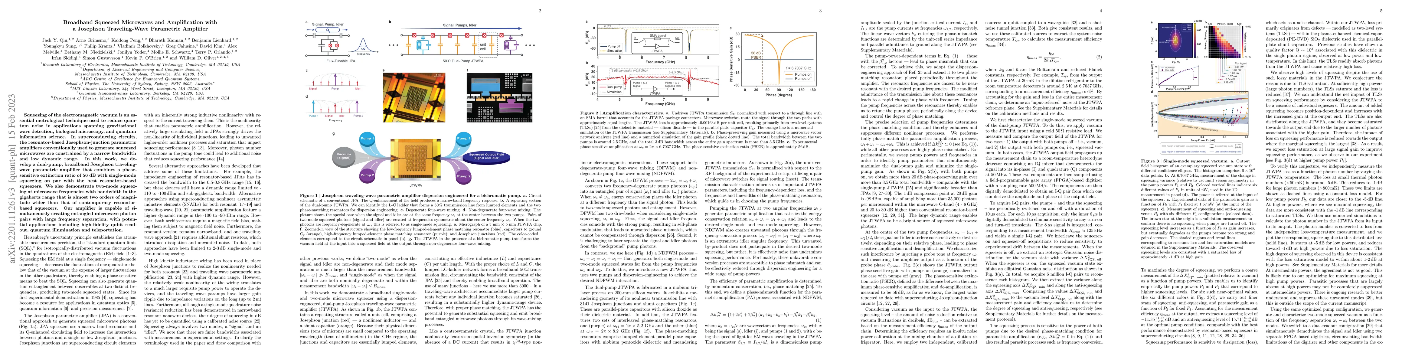 Thumbnail for Broadband Squeezed Microwaves and Amplification with a Josephson
  Traveling-Wave Parametric Amplifier