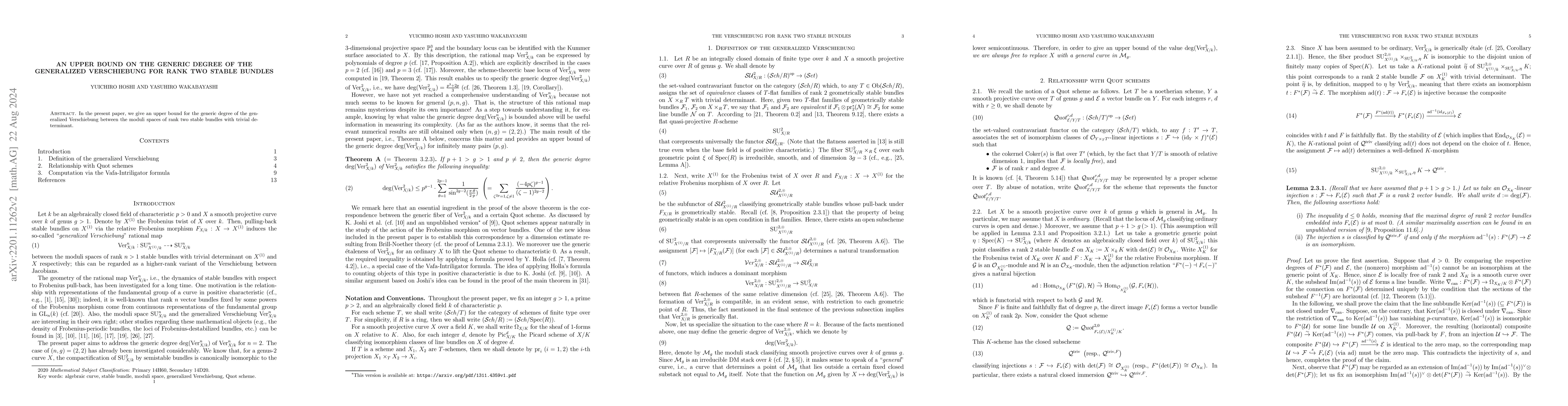 Thumbnail for An upper bound on the generic degree of the generalized Verschiebung for
  rank two stable bundles