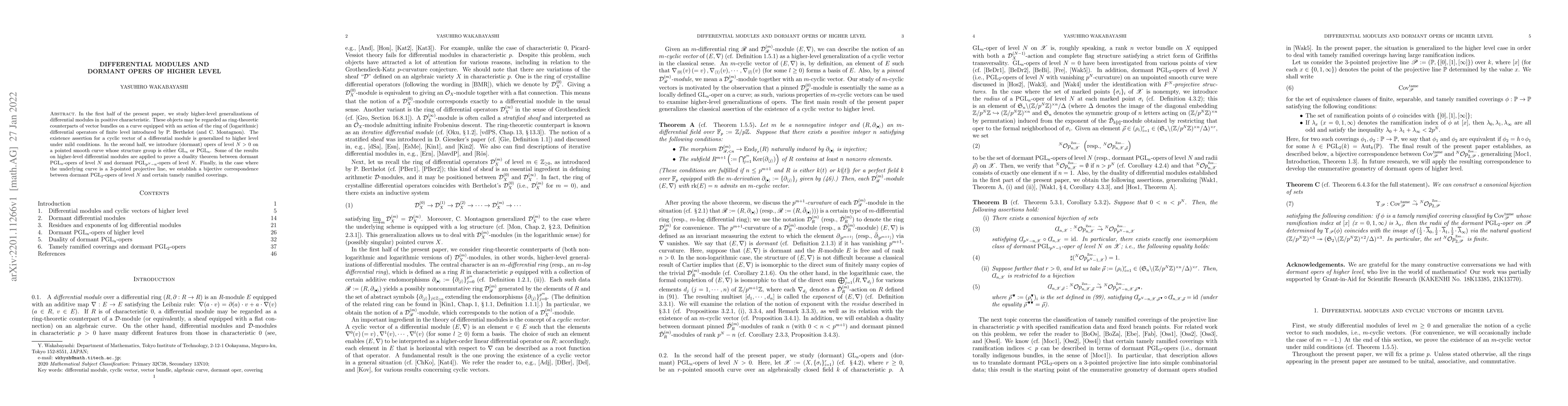 Thumbnail for Differential modules and dormant opers of higher level
