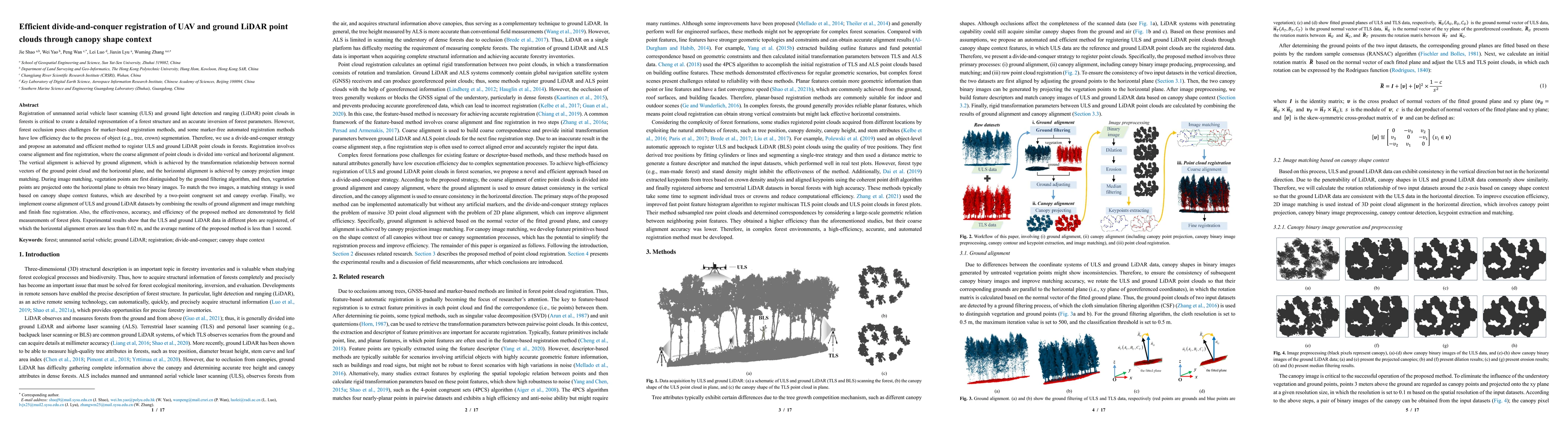 Thumbnail for Efficient divide-and-conquer registration of UAV and ground LiDAR point
  clouds through canopy shape context