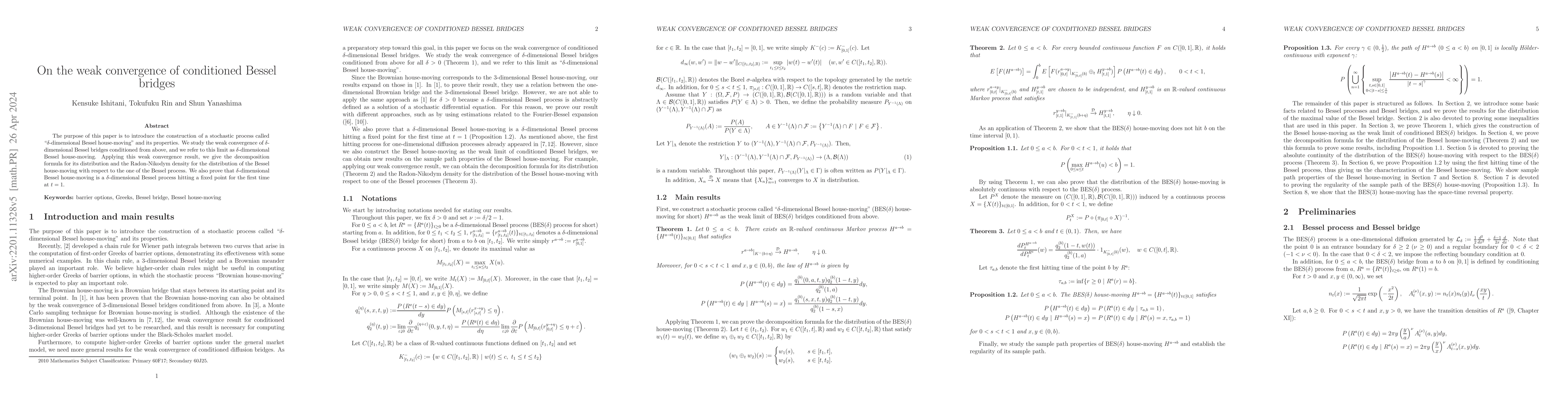 Thumbnail for On the weak convergence of conditioned Bessel bridges
