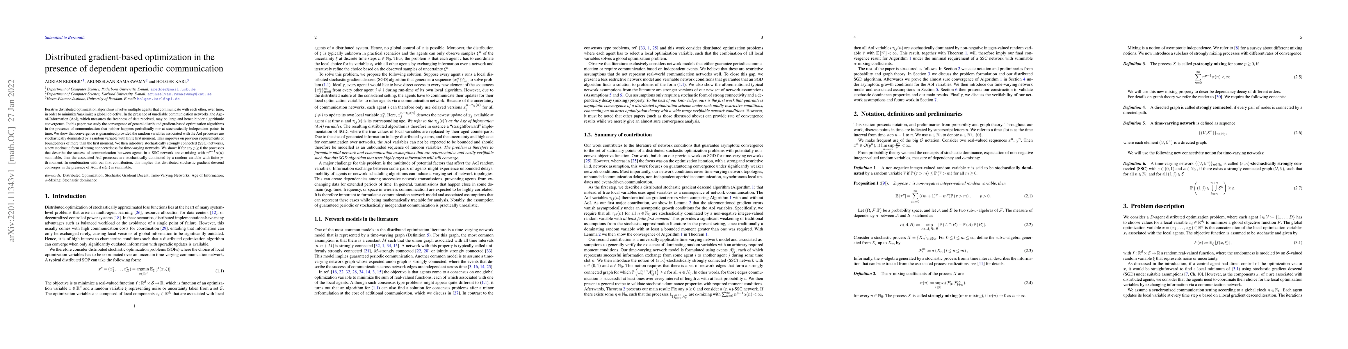 Thumbnail for Distributed gradient-based optimization in the presence of dependent
  aperiodic communication