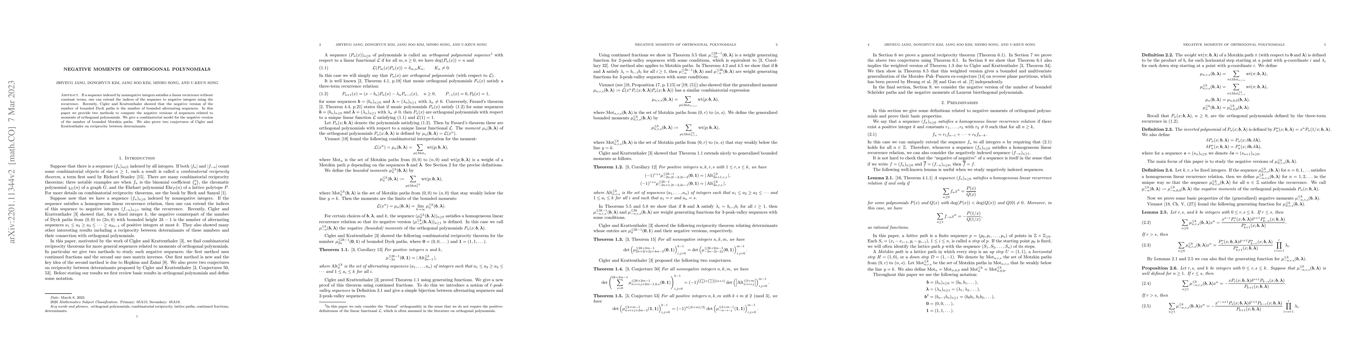 Thumbnail for Negative moments of orthogonal polynomials