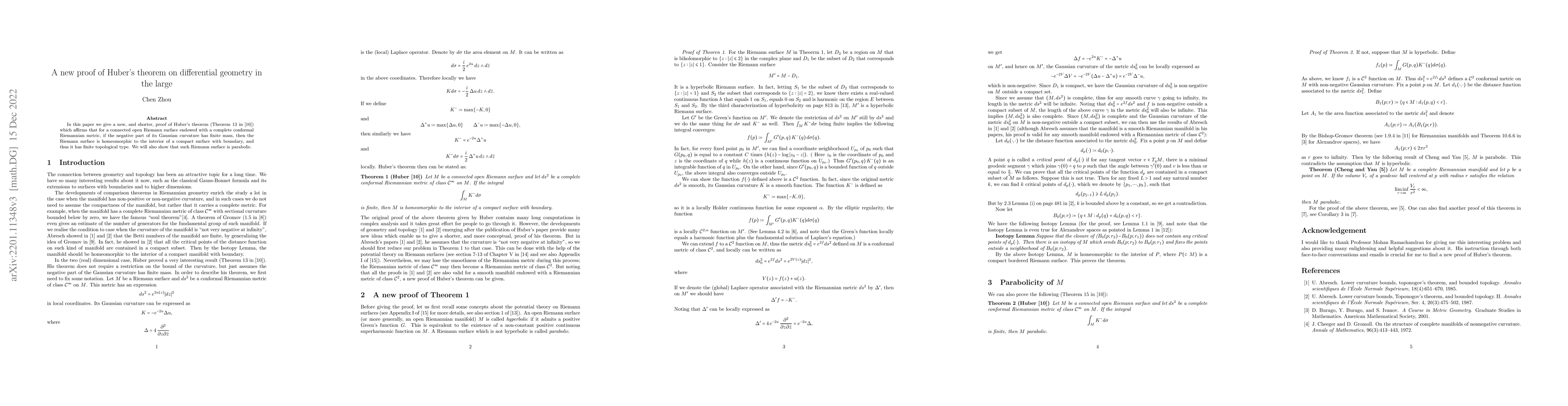 Thumbnail for A new proof of Huber's theorem on differential geometry in the large