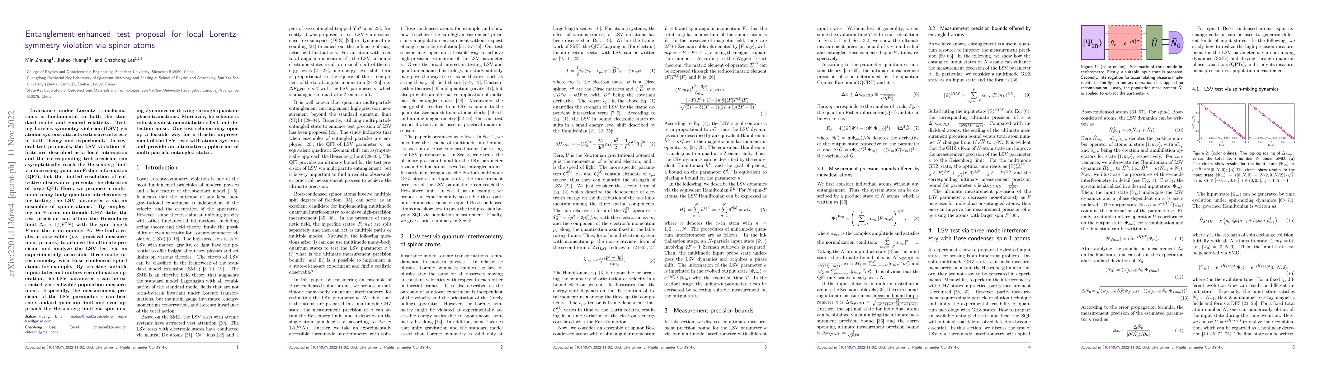 Thumbnail for Entanglement-enhanced test proposal for local Lorentz-symmetry violation
  via spinor atoms
