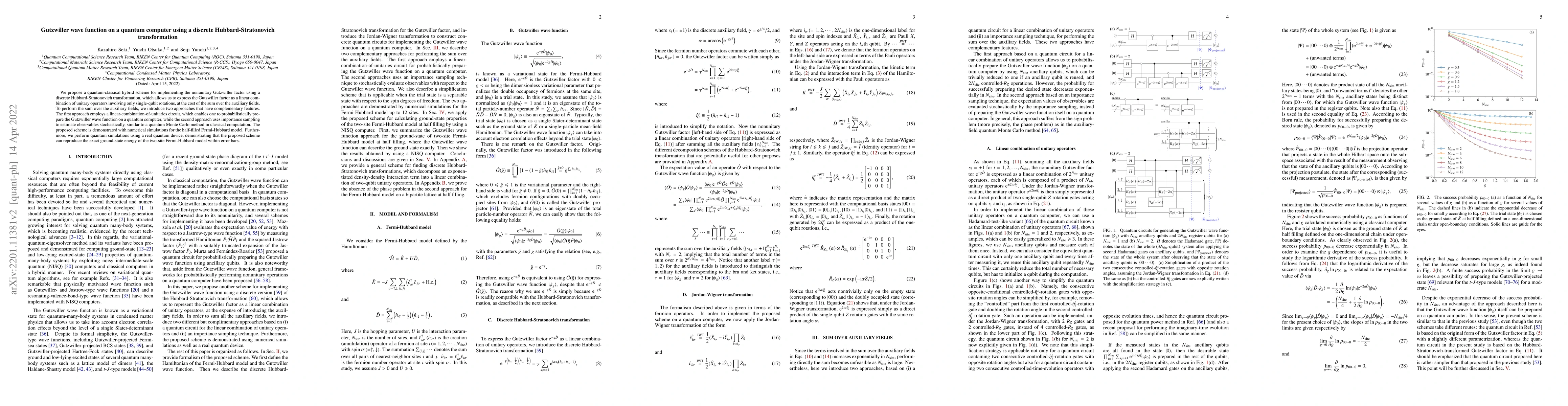 Thumbnail for Gutzwiller wave function on a quantum computer using a discrete
  Hubbard-Stratonovich transformation