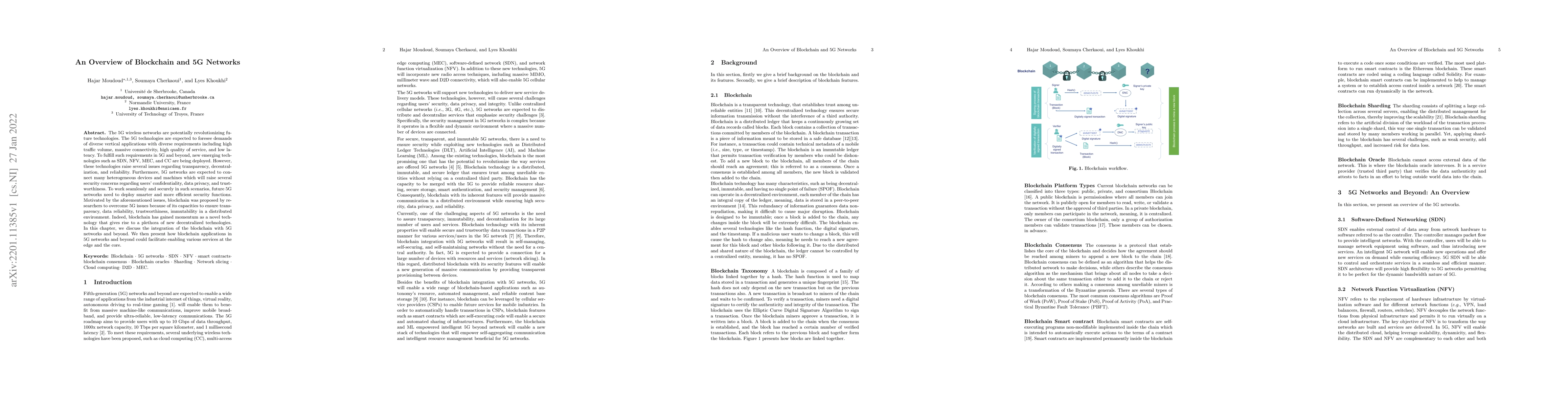Thumbnail for An Overview of Blockchain and 5G Networks