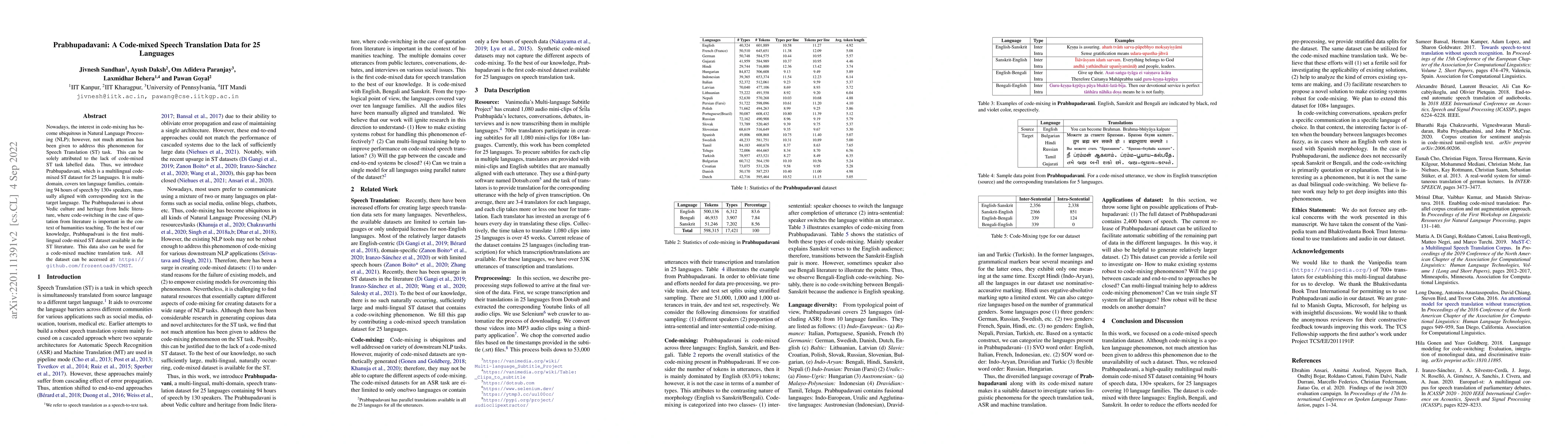 Thumbnail for Prabhupadavani: A Code-mixed Speech Translation Data for 25 Languages