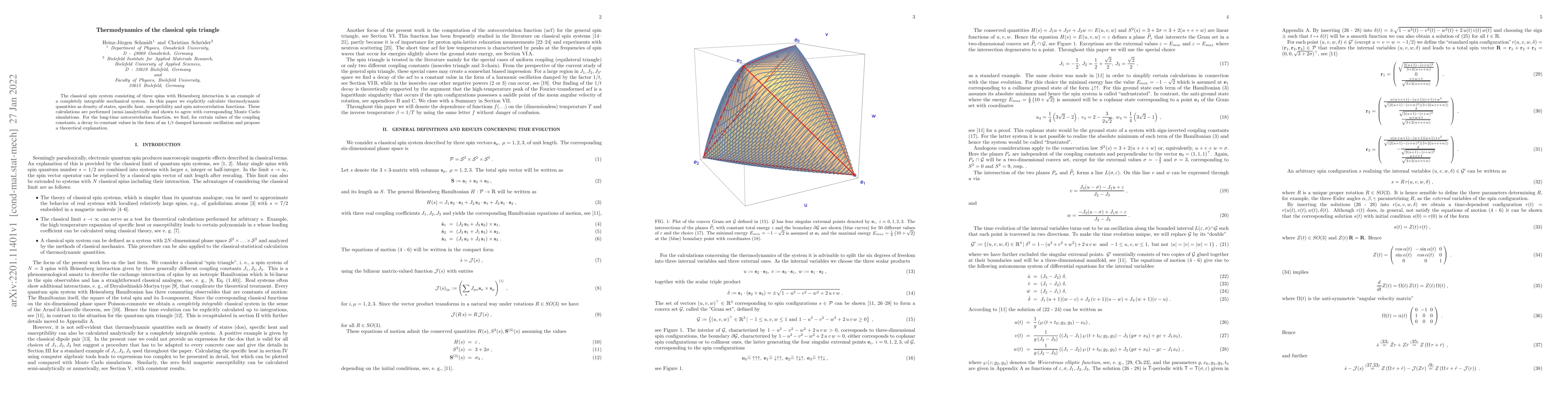 Thumbnail for Thermodynamics of the classical spin triangle