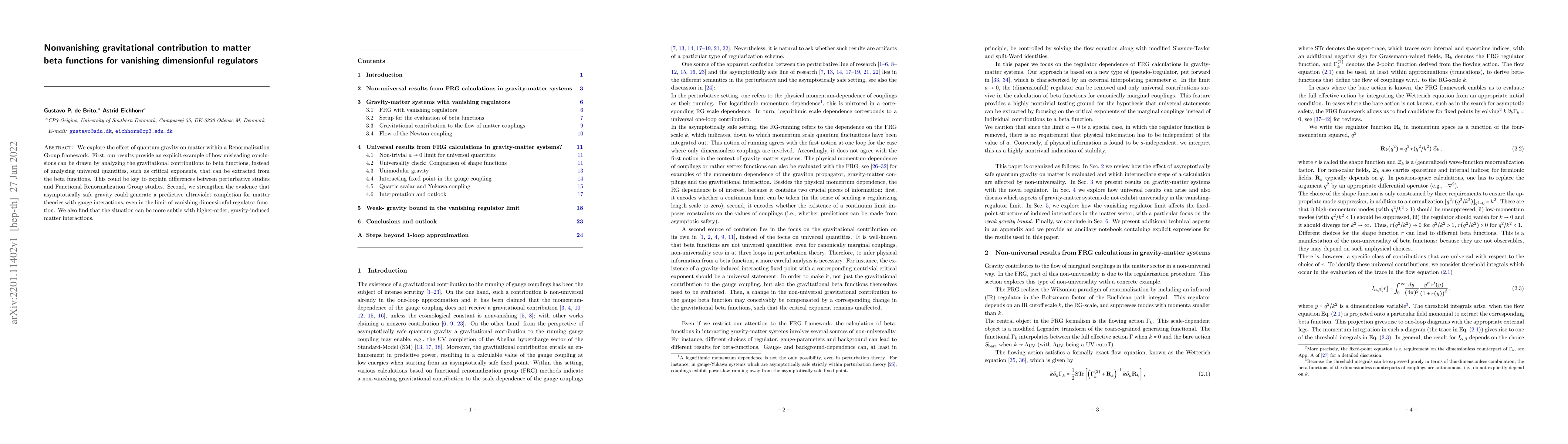 Thumbnail for Nonvanishing gravitational contribution to matter beta functions for
  vanishing dimensionful regulators
