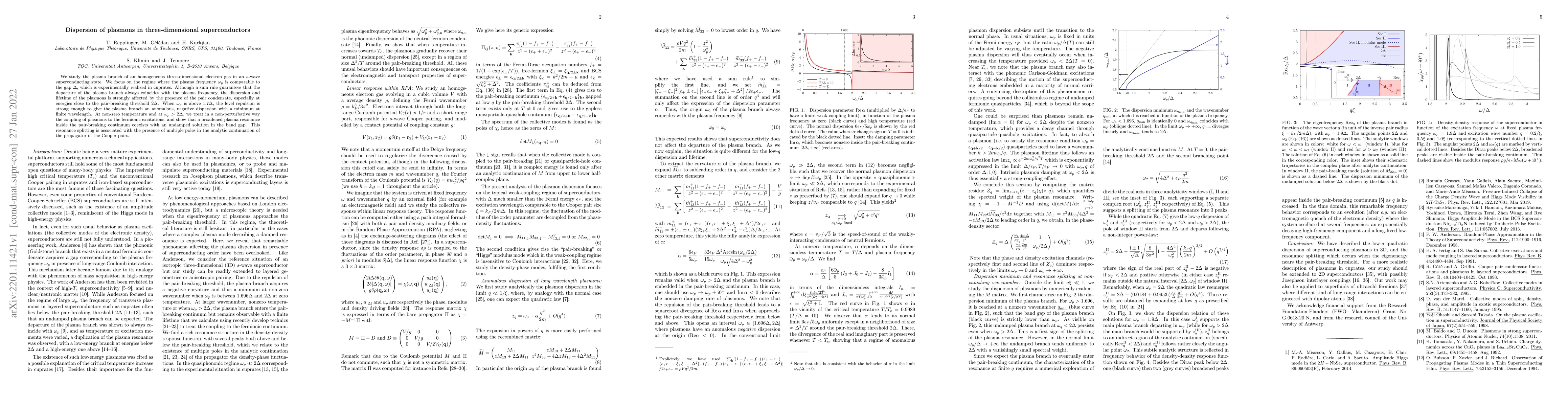 Thumbnail for Dispersion of plasmons in three-dimensional superconductors