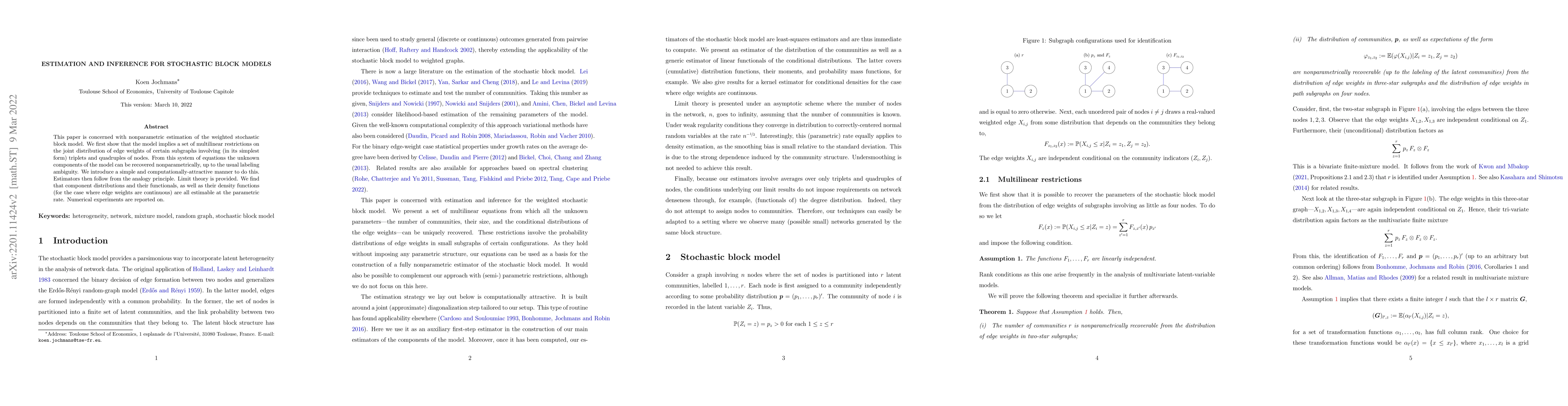 Thumbnail for Estimation and inference for stochastic blockmodels