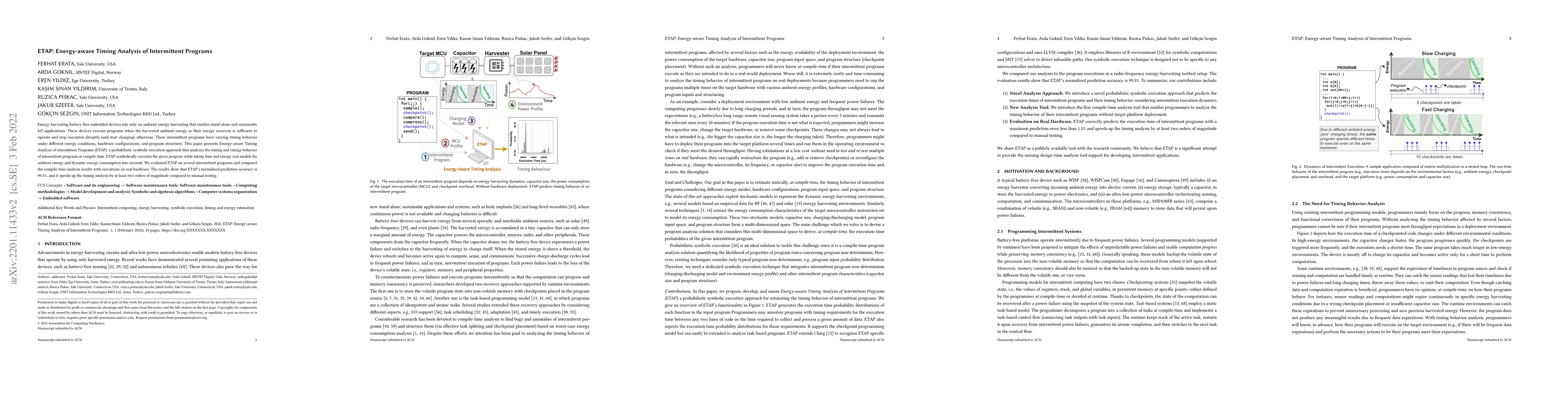 Thumbnail for ETAP: Energy-aware Timing Analysis of Intermittent Programs