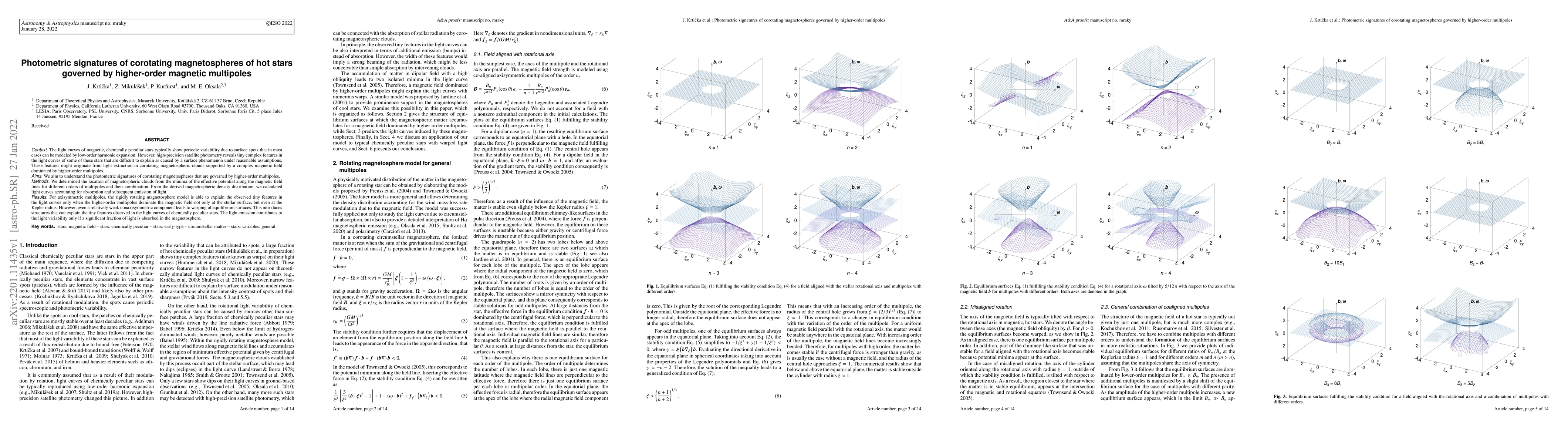 Thumbnail for Photometric signatures of corotating magnetospheres of hot stars
  governed by higher-order magnetic multipoles