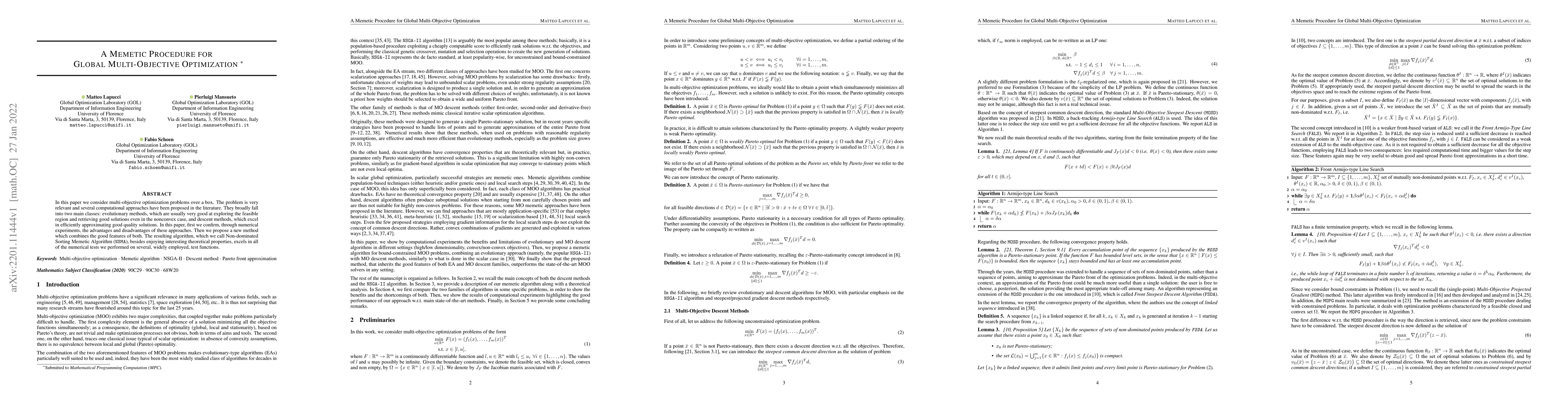 Thumbnail for A Memetic Procedure for Global Multi-Objective Optimization