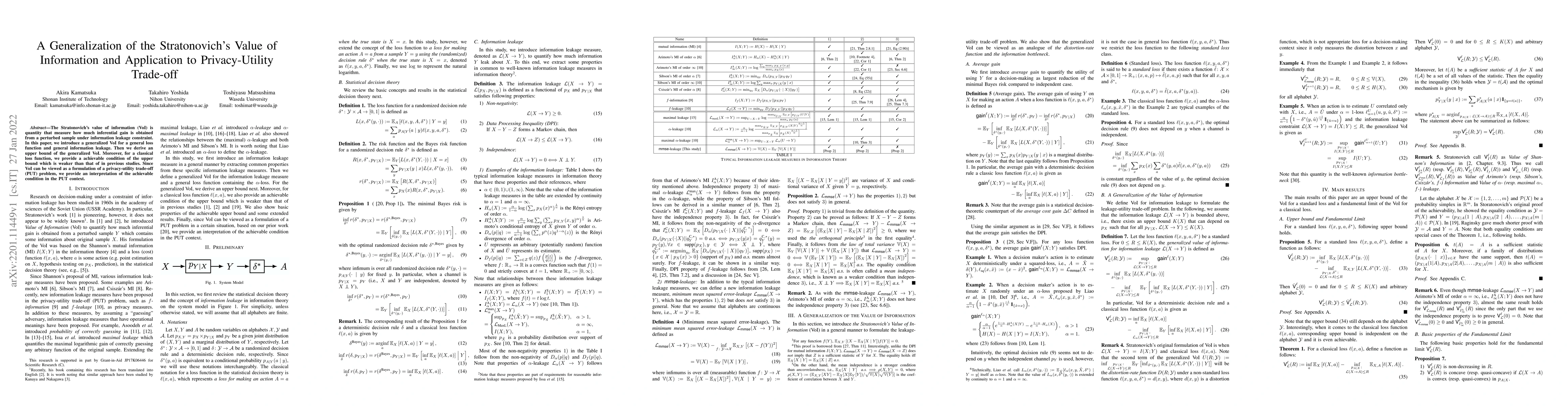 Thumbnail for A Generalization of the Stratonovich's Value of Information and
  Application to Privacy-Utility Trade-off