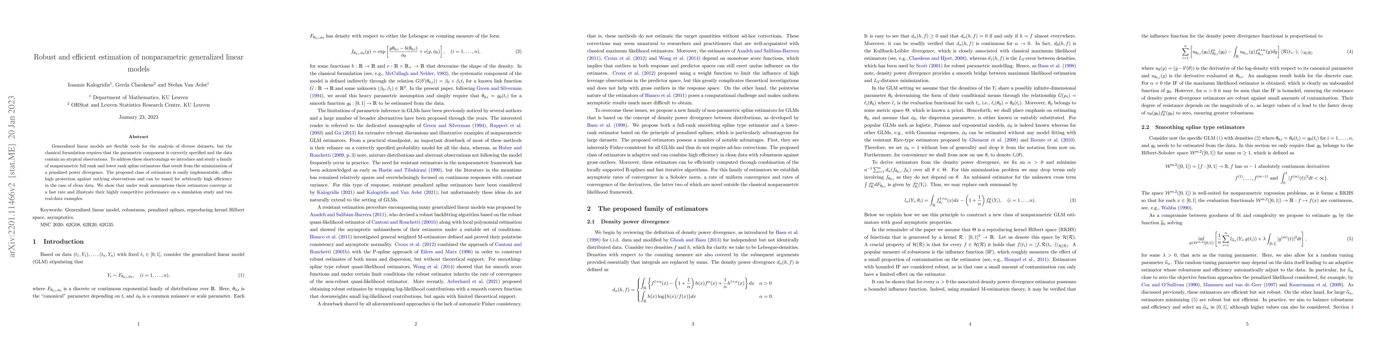 Thumbnail for Robust and efficient estimation of nonparametric generalized linear
  models