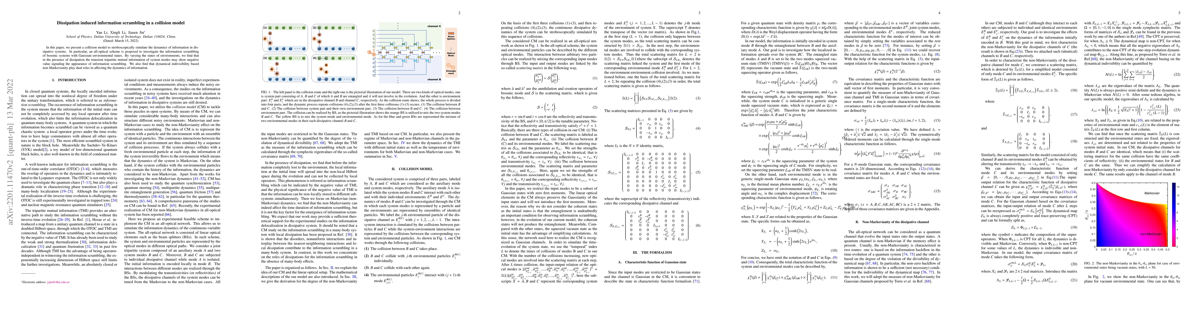 Thumbnail for Dissipation induced information scrambling in a collision model