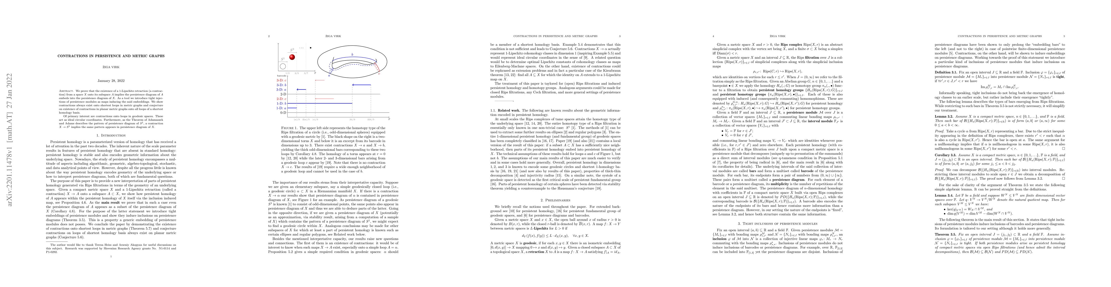 Thumbnail for Contractions in persistence and metric graphs