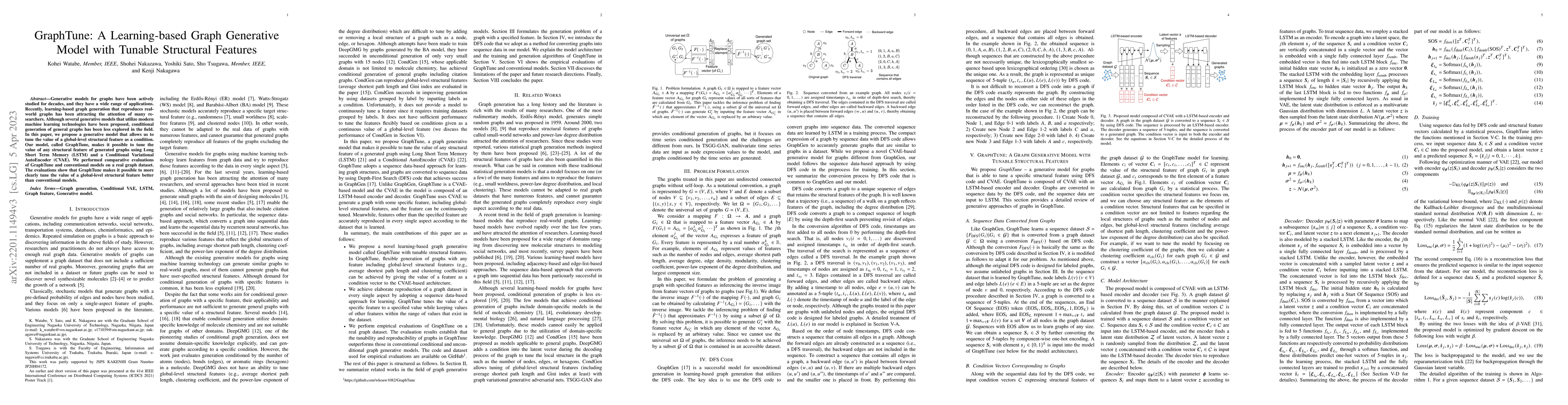 Thumbnail for GraphTune: A Learning-based Graph Generative Model with Tunable
  Structural Features