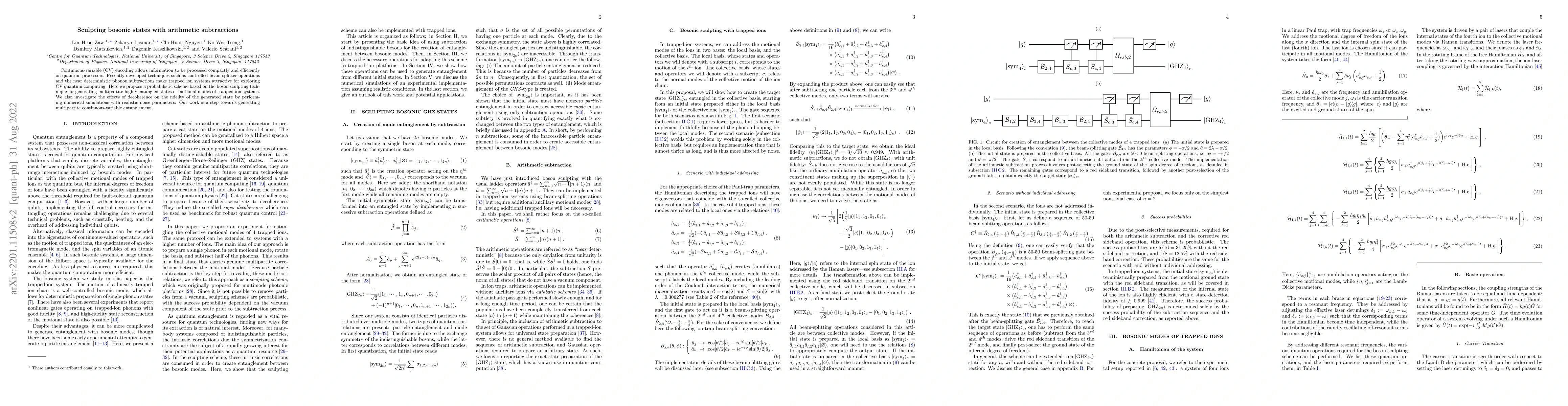 Thumbnail for Sculpting bosonic states with arithmetic subtractions
