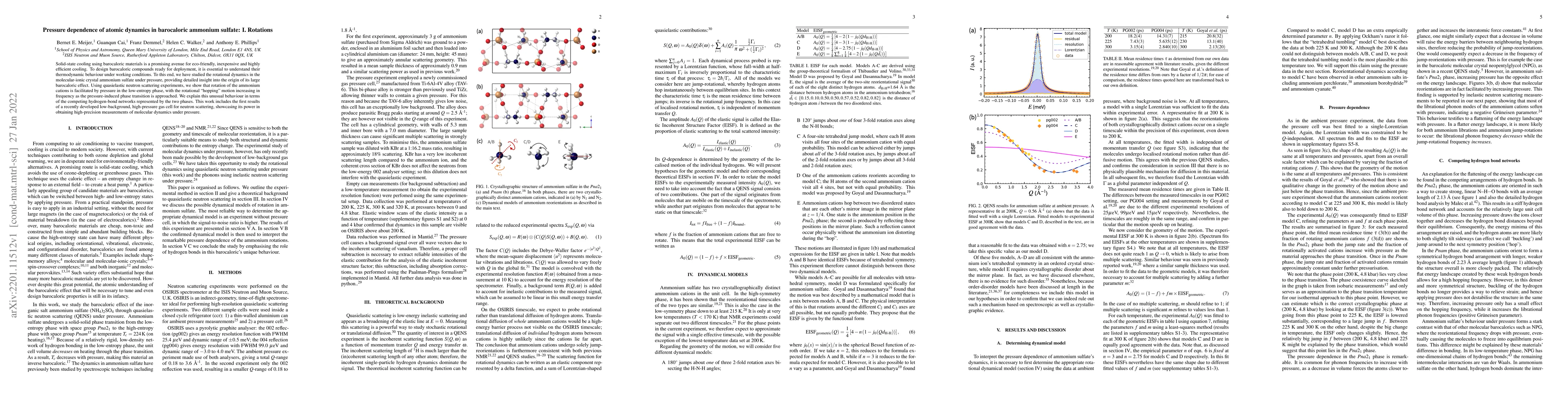 Thumbnail for Pressure dependence of atomic dynamics in barocaloric ammonium sulfate:
  I. Rotations