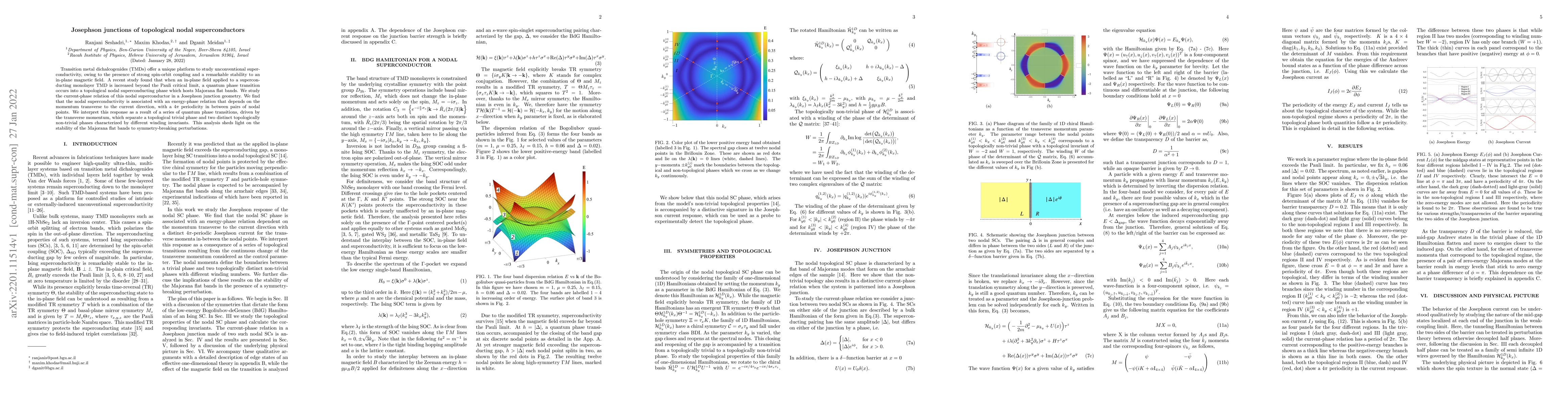 Thumbnail for Josephson junctions of topological nodal superconductors