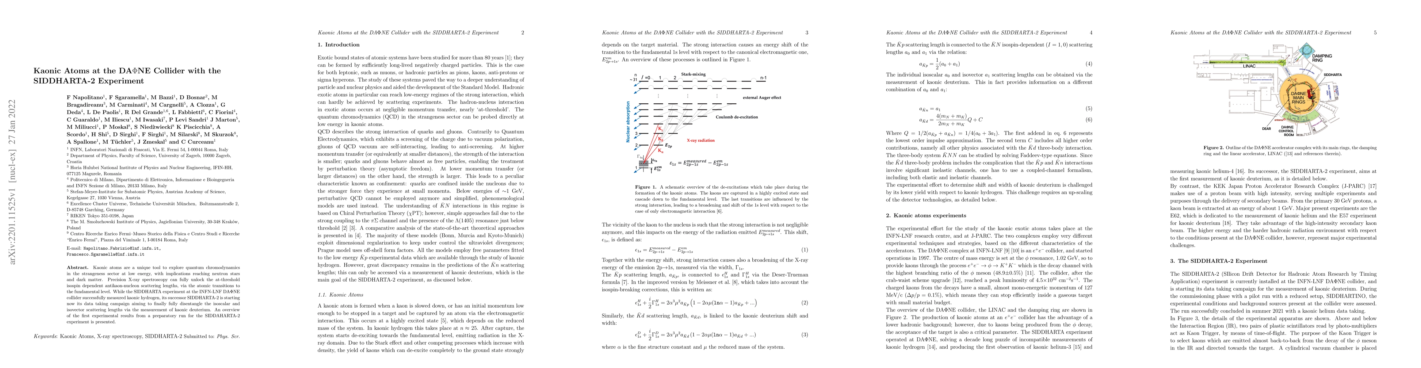 Thumbnail for Kaonic Atoms at the DA$\Phi$NE Collider with the SIDDHARTA-2 Experiment