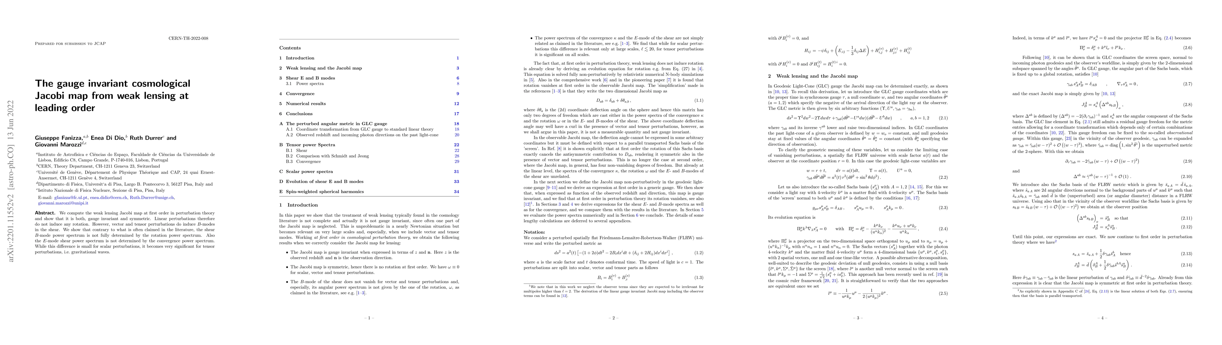 Thumbnail for The gauge invariant cosmological Jacobi map from weak lensing at leading
  order