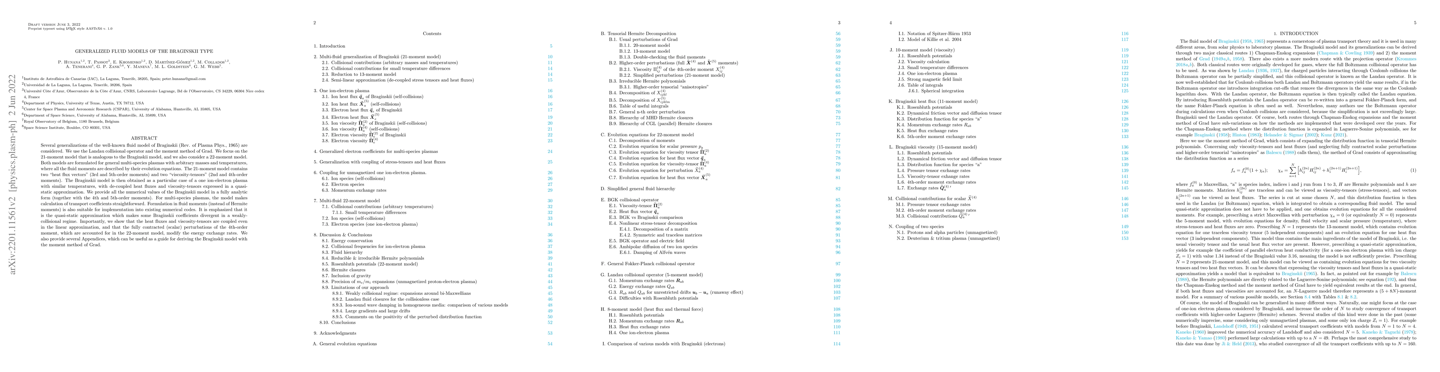 Thumbnail for Generalized Fluid Models of the Braginskii Type