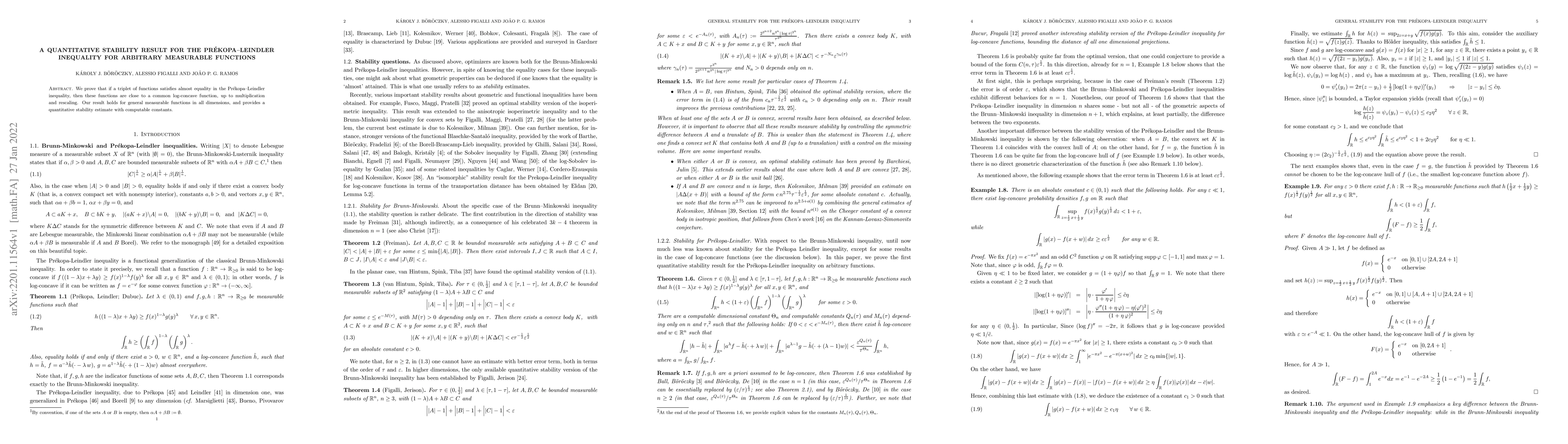 Thumbnail for A quantitative stability result for the Pr\'ekopa-Leindler inequality
  for arbitrary measurable functions