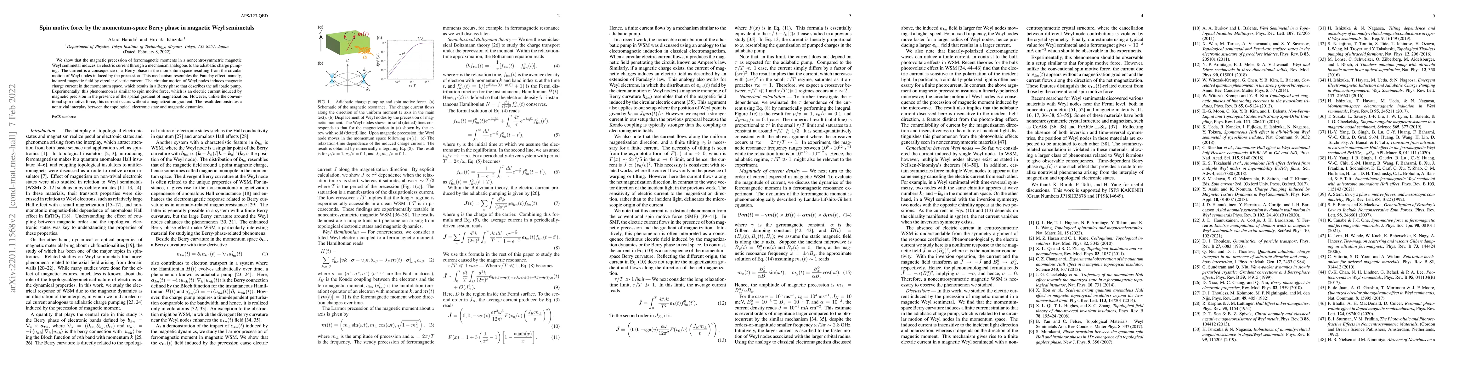 Thumbnail for Spin motive force by the momentum-space Berry phase in magnetic Weyl
  semimetals