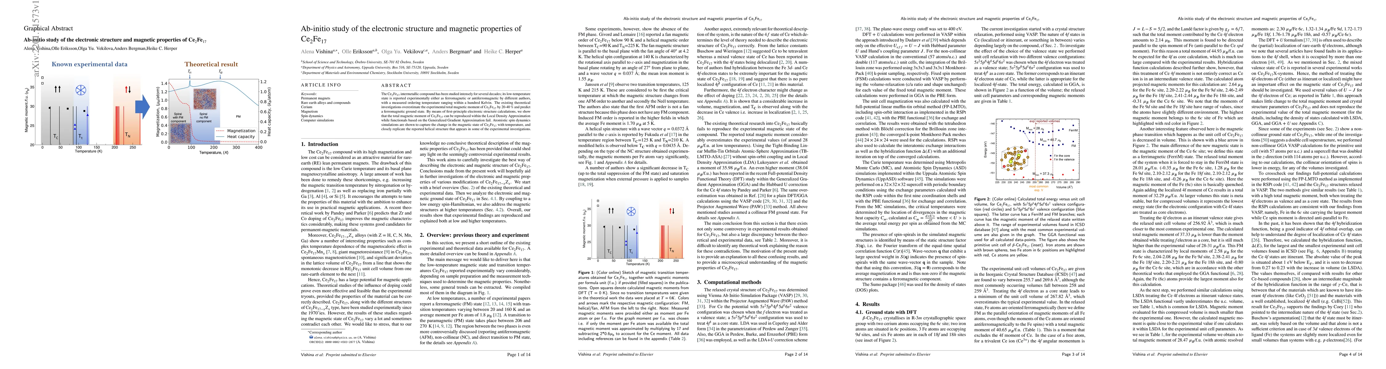 Thumbnail for Ab-initio study of the electronic structure and magnetic properties of
  Ce$_2$Fe$_{17}$